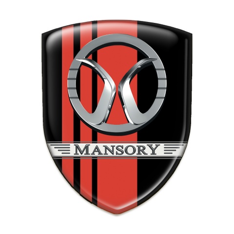 Mansory Self Adhesive Car logo Emblem Black with Red Tapes Design 
