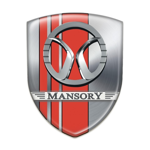 Mansory Car Interior Badge Silver with Red Tapes Design 