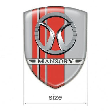 Mansory Silicone Car Decal Badge Grey with Red Tapes Design 