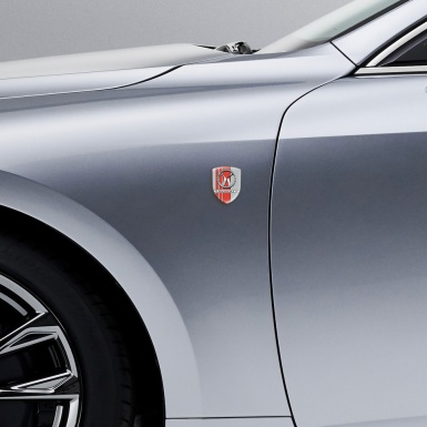 Mansory Silicone Car Decal Badge Grey with Red Tapes Design 