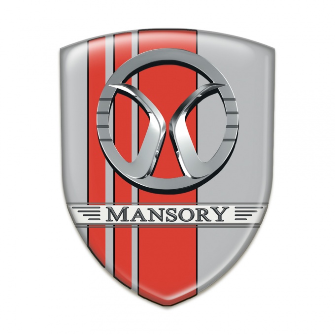 Mansory Silicone Car Decal Badge Grey with Red Tapes Design 