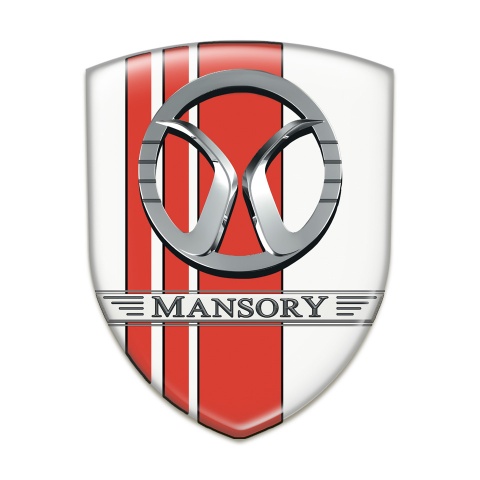 Mansory Emblem Badge Logo White with Red Tapes Design
