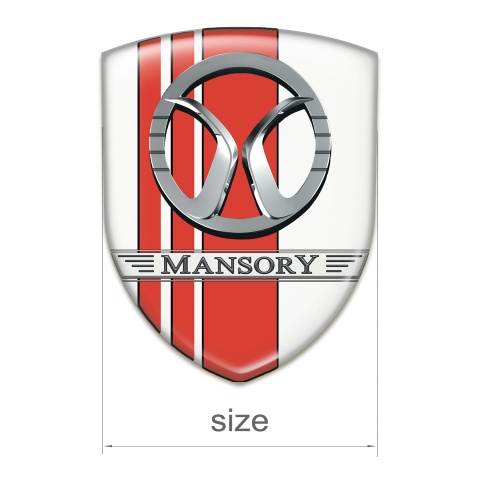 Mansory Emblem Badge Logo White with Red Tapes Design