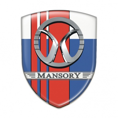 Mansory Tuning Emblem Blue White with Red Tapes Decoration 