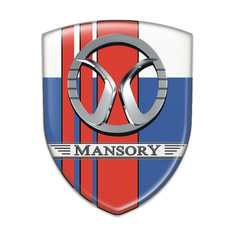 Mansory Tuning Emblem Blue White with Red Tapes Decoration 