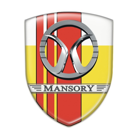 Mansory Self Adhesive Emblem Logo Yellow White with Red Tapes Decoration 