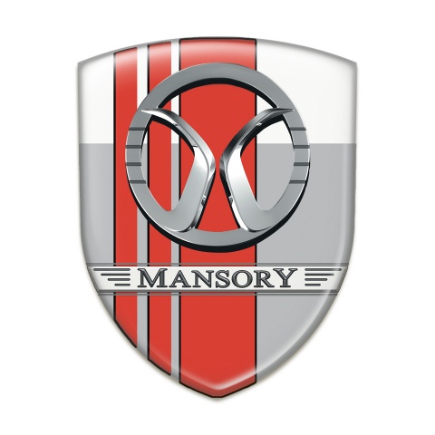 Mansory Domed Emblem Grey White with Red Tapes Decoration 