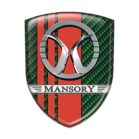 Mansory Resin Sticker Green Carbon with Red Tapes Decoration 