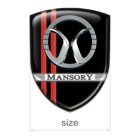 Mansory 3D Gel Emblem Black with Rede Lines Decoration 