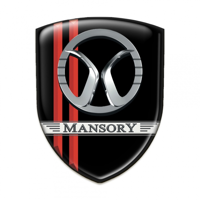 Mansory 3D Gel Emblem Black with Rede Lines Decoration 