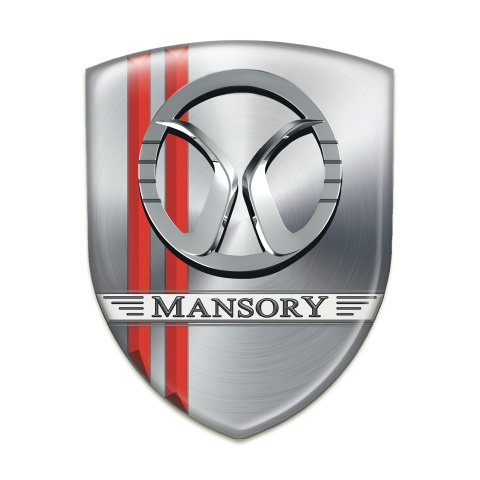 Mansory Emblem Exterior Silver with Red Lines Decoration 