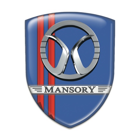 Mansory Tuning Badge Blue with Red Lines Decoration 