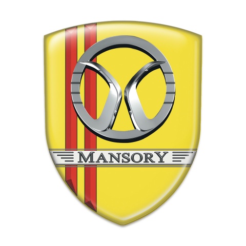 Mansory Car Accessories Badge Yellow with Red Lines Decoration 