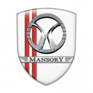 Mansory Self Adhesive Car logo Emblem White with Red Lines Decoration 