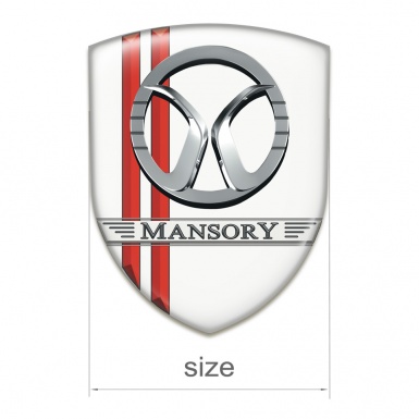 Mansory Self Adhesive Car logo Emblem White with Red Lines Decoration 