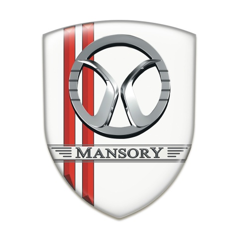 Mansory Self Adhesive Car logo Emblem White with Red Lines Decoration 