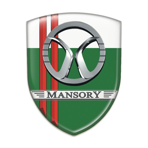 Mansory Car Interior Badge Green White with Red Lines DEcoration 