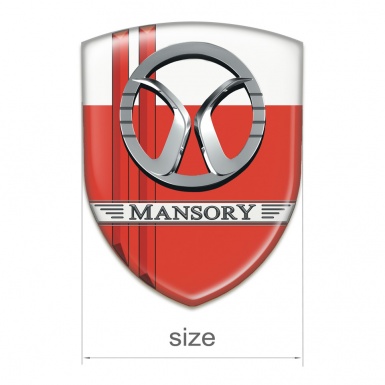 Mansory Silicone Car Decal Badge Red White with Red Lines Decoration 