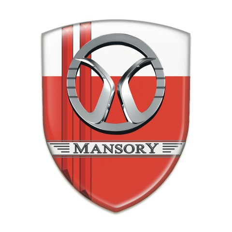 Mansory Silicone Car Decal Badge Red White with Red Lines Decoration 