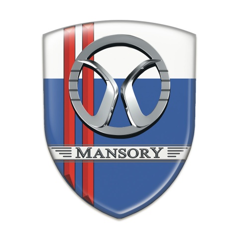 Mansory Silicone Badge Blue White with Red Lines Decoration 