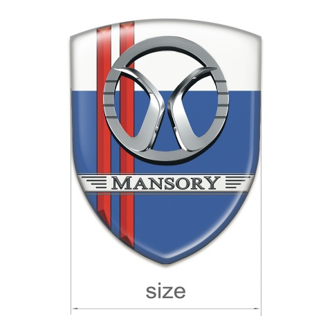 Mansory Silicone Badge Blue White with Red Lines Decoration 