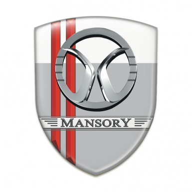 Mansory Auto Emblem Grey White with Red Lines Decoration 