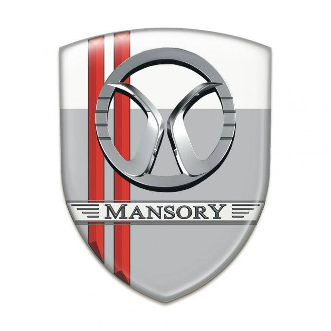 Mansory Auto Emblem Grey White with Red Lines Decoration 