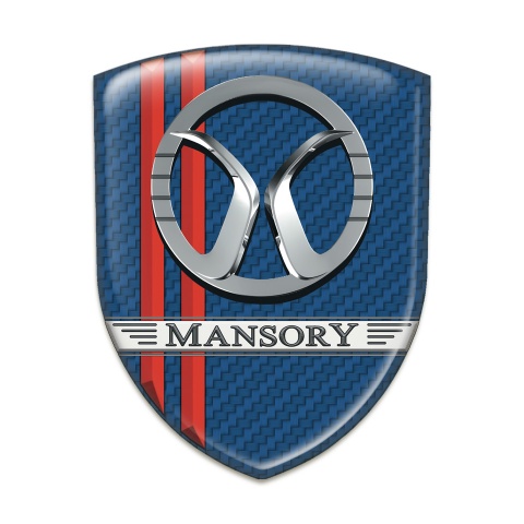 Mansory Emblem Badge Logo Navy Blue Carbon with Red Lines Decoration 