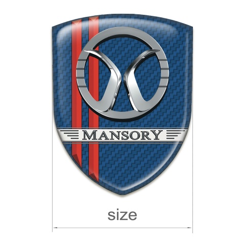 Mansory Emblem Badge Logo Navy Blue Carbon with Red Lines Decoration 