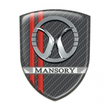 Mansory Logo Emblem dark Grey Carbon with Red Lines Decoration 