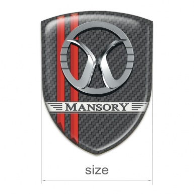 Mansory Logo Emblem dark Grey Carbon with Red Lines Decoration 