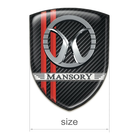 Mansory Self Adhesive Emblem Logo Black carbon with Red Lines Decoration 