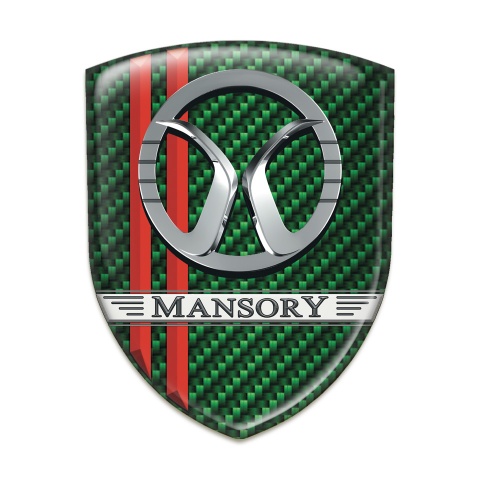 Mansory Domed Emblem  Green carbon with Red Lines Decoration 