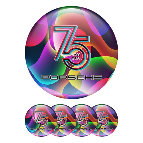 Porsche Silicone Stickers 75 years Multicolour Edition Black Logo