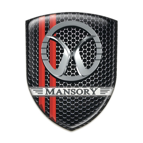 Mansory 3D Gel Emblem Perforated Steel with Red Lines Decoration 