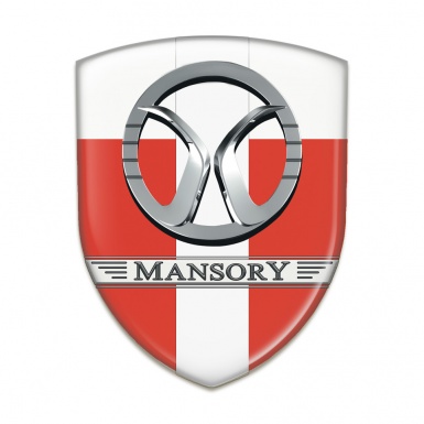 Mansory Silicone Car Decal Badge Red White with White Band Decoration 