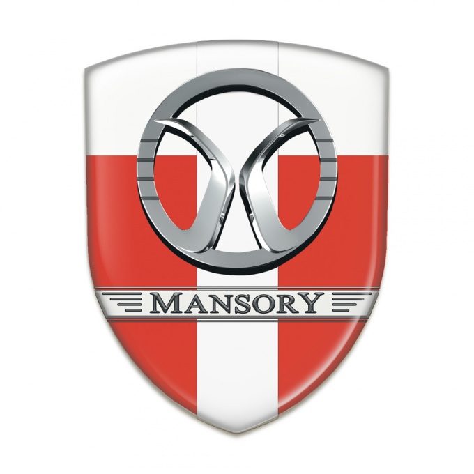 Mansory Silicone Car Decal Badge Red White with White Band Decoration 