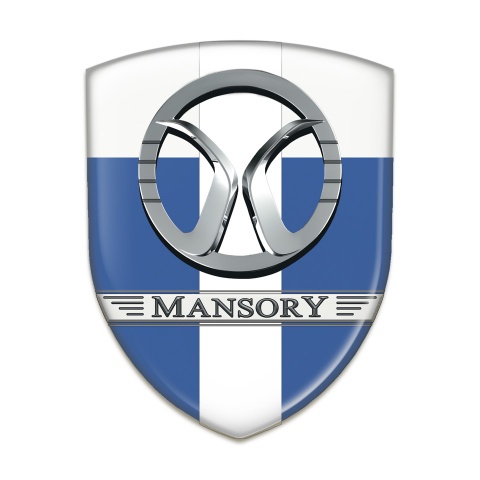 Mansory Silicone Badge Blue White with White Band Decoration 