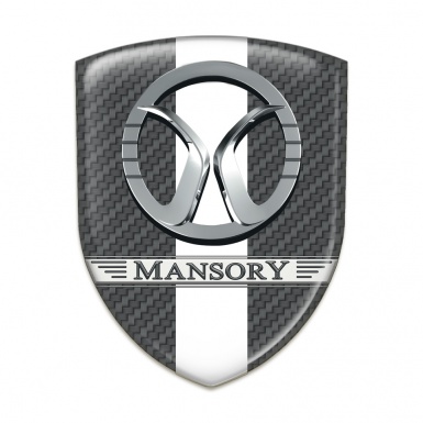 Mansory Emblem Badge Logo Dark Grey carbon with White Band Decoration 
