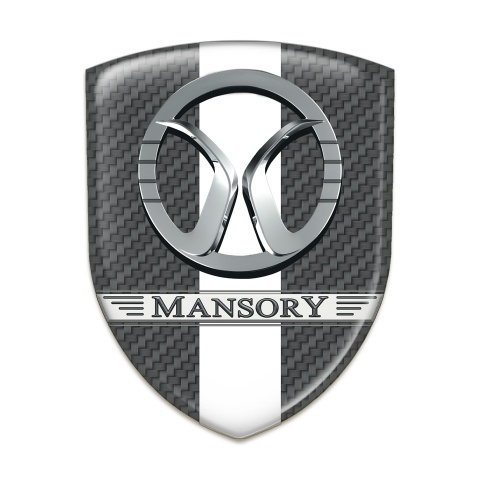 Mansory Emblem Badge Logo Dark Grey carbon with White Band Decoration 