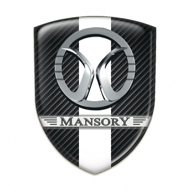 Mansory Tuning Emblem Dark carbon with White Band Decoration 