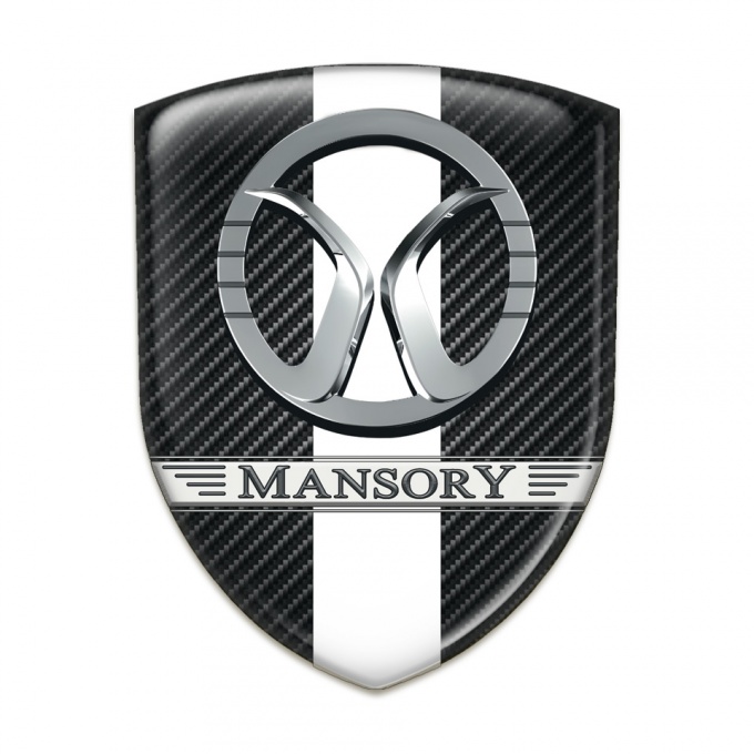 Mansory Tuning Emblem Dark carbon with White Band Decoration 