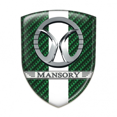 Mansory Self Adhesive Emblem Logo Green carbon with White Band Decoration 