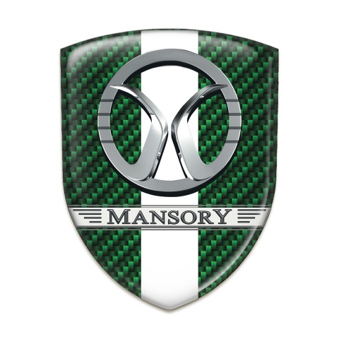 Mansory Self Adhesive Emblem Logo Green carbon with White Band Decoration 