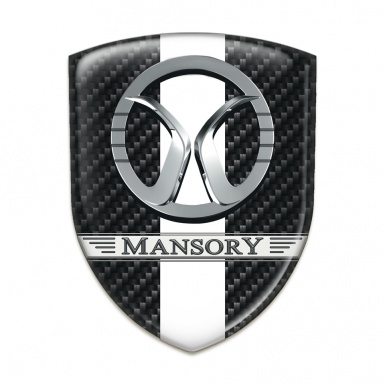Mansory Domed Emblem Black Fibers with White Band Decoration 