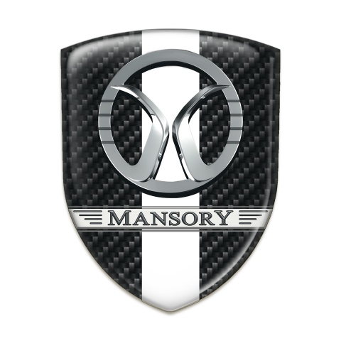 Mansory Domed Emblem Black Fibers with White Band Decoration 