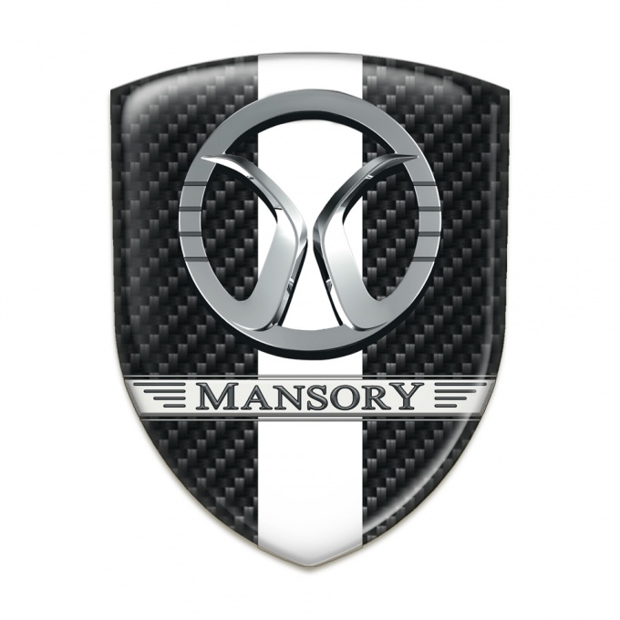 Mansory Domed Emblem Black Fibers with White Band Decoration 