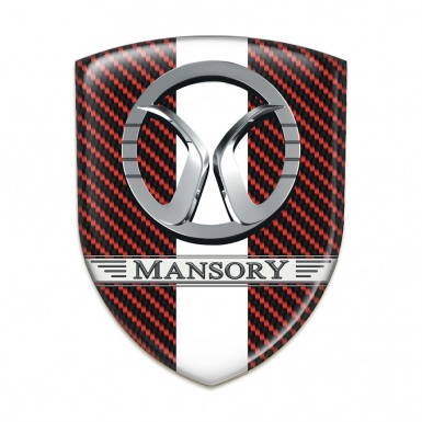Mansory Silicone Emblem Red Carbon with White Band Decoration 