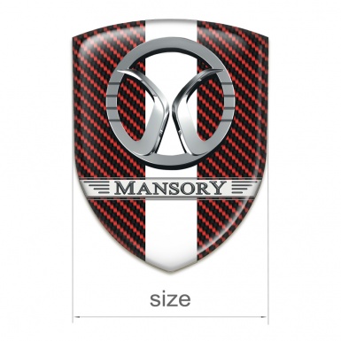 Mansory Silicone Emblem Red Carbon with White Band Decoration 