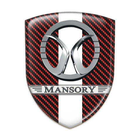 Mansory Silicone Emblem Red Carbon with White Band Decoration 